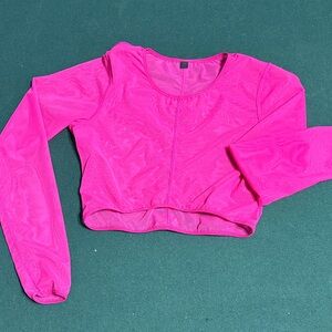 Vibrant Pink Women's Sheer Long Sleeve Top